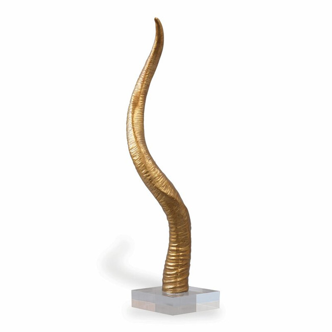 port 68 tall gold safari resin decorative tusk tall sculpture accessory lucite acrylic stand base