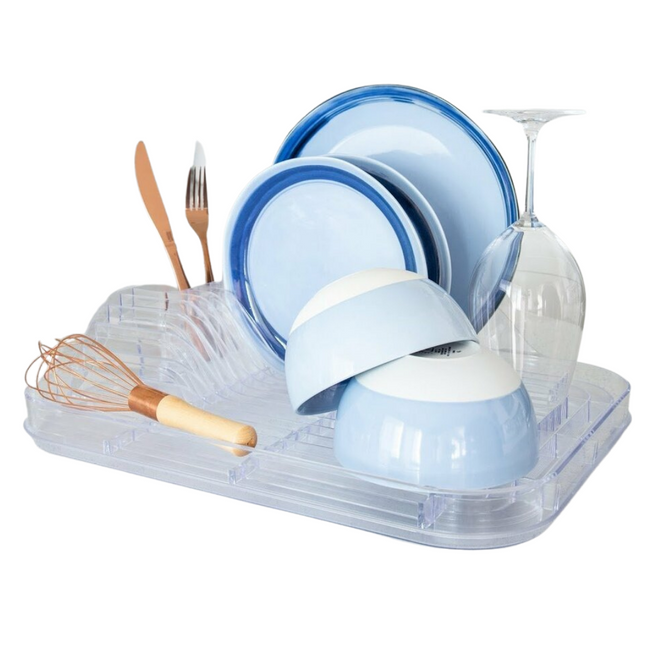 modern clear acrylic lucite plastic dish drying rack counter top kitchen