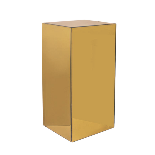 Mirrored art Pedestal gold clear mirror side cube table square