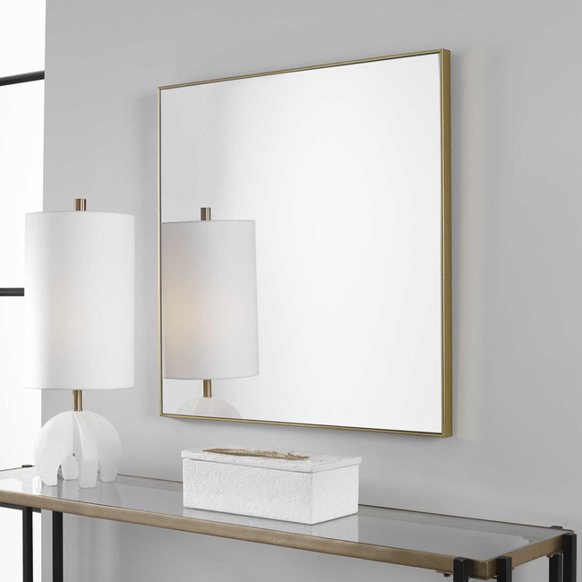 uttermost alexo gold modern square simple metal edge frame wall mirror