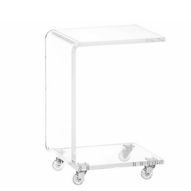 lucite slide table for computer in bed clear acrylic wheels cheap