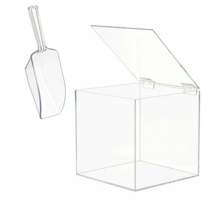 Clear Acrylic Large Storage Bin with Lid and Scoop