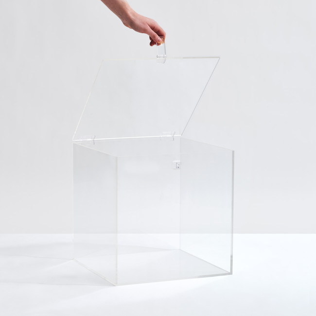 Clear Lucite Acrylic Modern Storage Bin With Latch & Scoop Options 