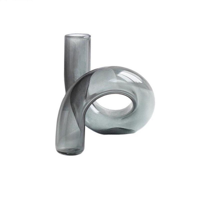 Modern Glass Abstract Twist Vase in Grey,