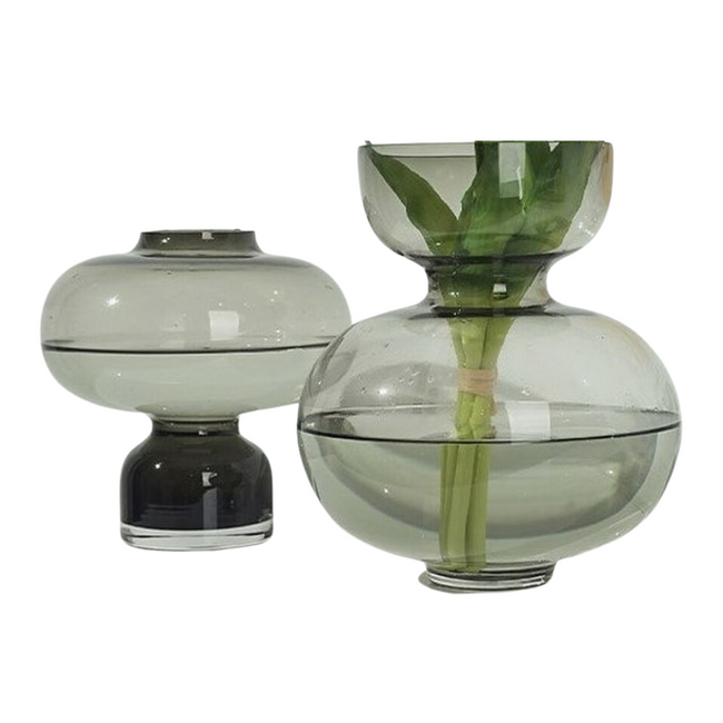 Modern Handblown Glass Black Vases,  Options