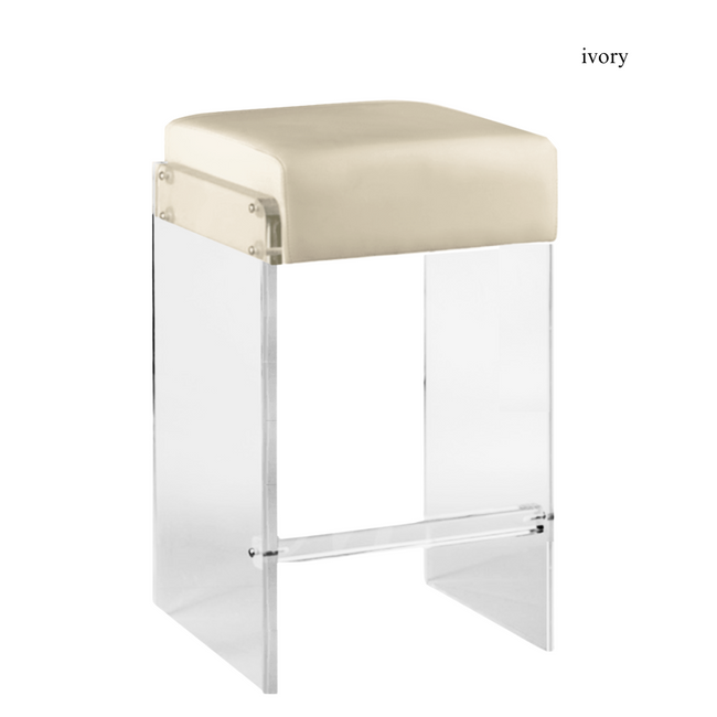 lucite clear acrylic Panel Leg Barstool with Vinyl Seat