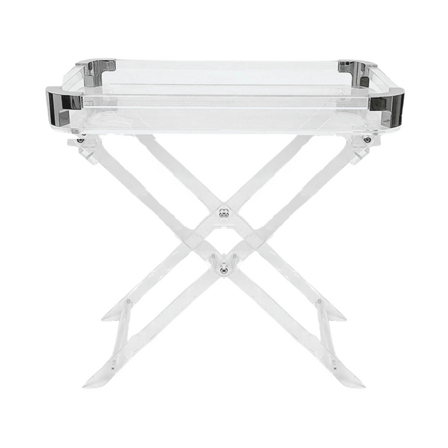 Designstyles Acrylic Folding Tray Table – Modern Chic Accent Desk - Kitchen and Bar Serving Table