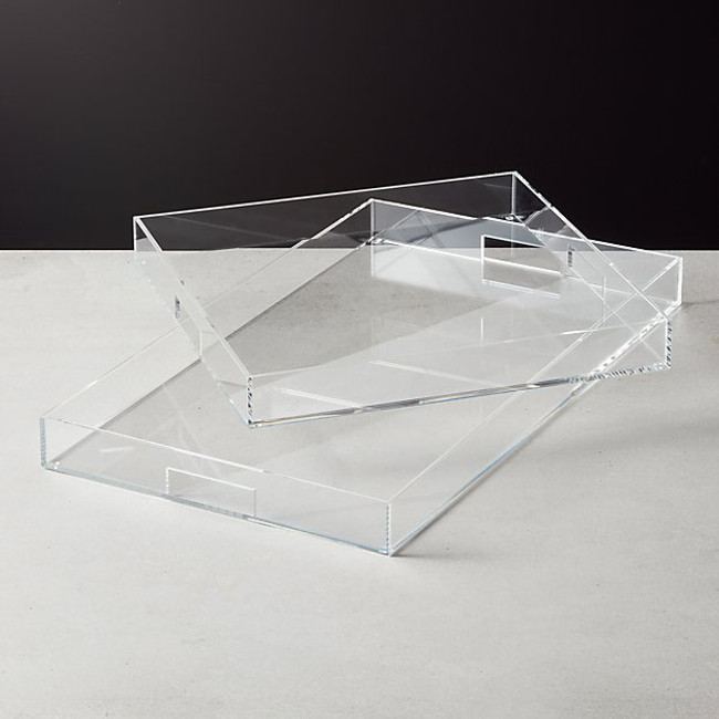 custom large Big Lucite Tray for Cocktail Ottomans