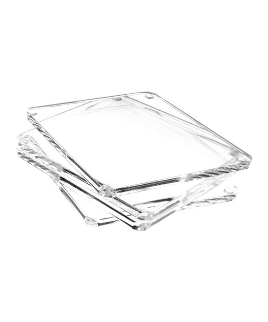 Square Lucite Coasters and Holder, Set of 4