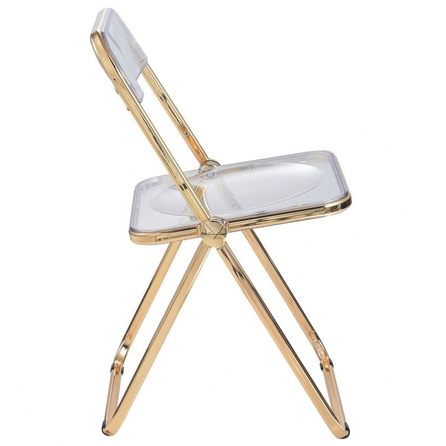 Color Acrylic Folding Chair with Gold Trim