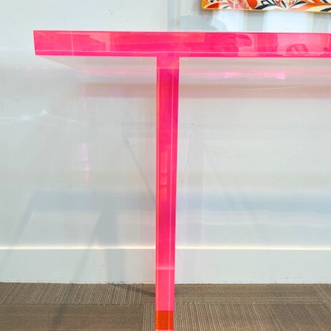 Color Edge Thick Clear Lucite Console Table