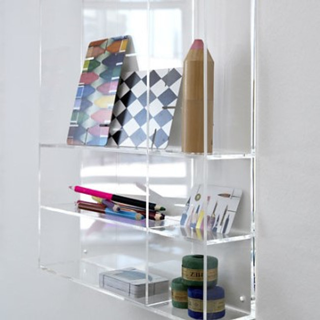 Clear Lucite Wall Hanging Compartment Display Shelf