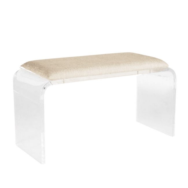 Lucite Waterfall Bench with Chenille Seat,