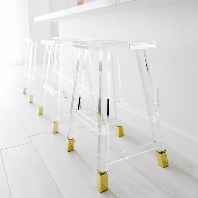 Modern Lucite Captain's Stool acrylic clear backless counter height