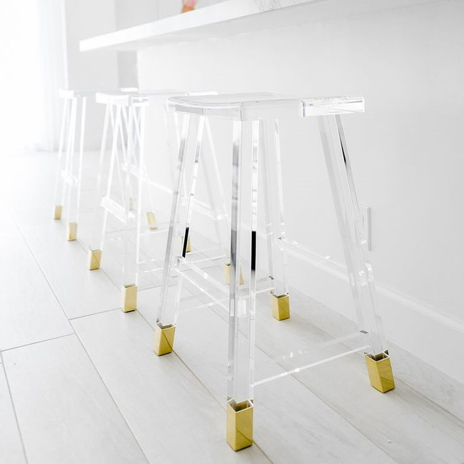 Modern Lucite Captain's Stool acrylic clear backless counter height 