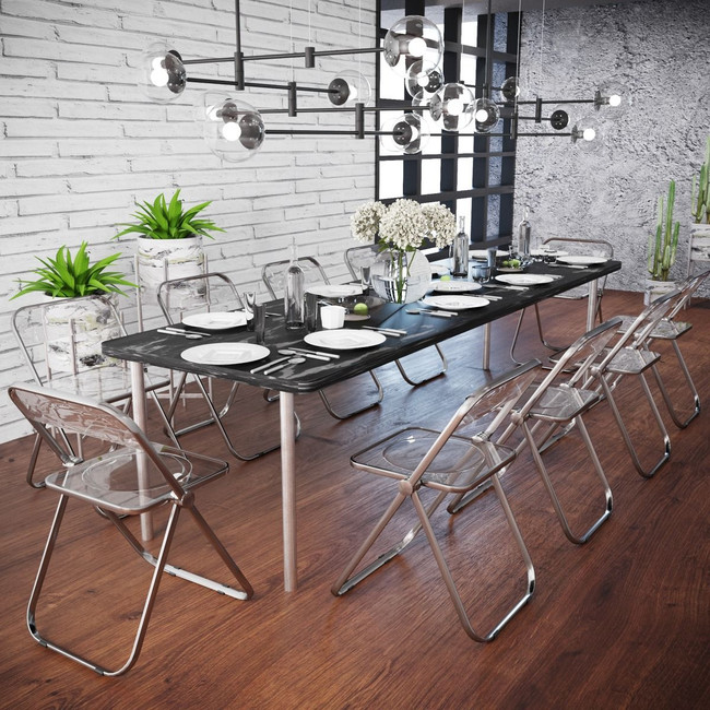 Color Acrylic Folding Chair with Chrome Trim leisuremod lawrence