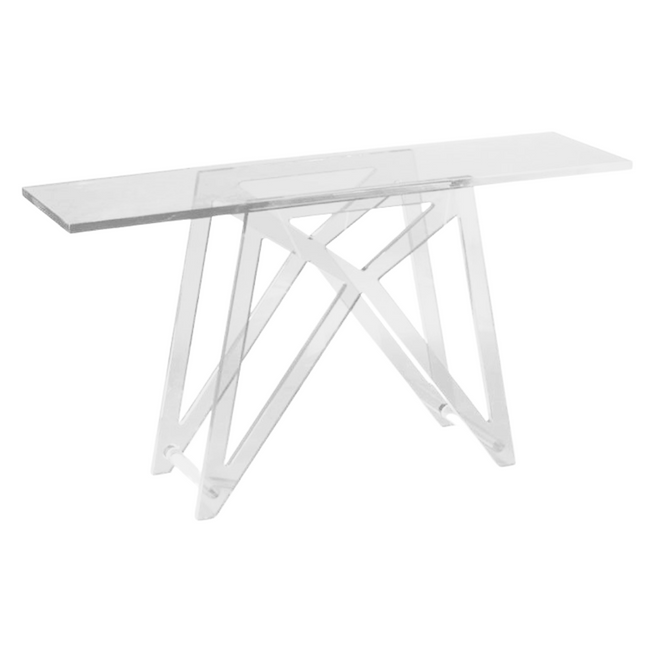 Modern Color Lucite X Base Console Table, Color Options