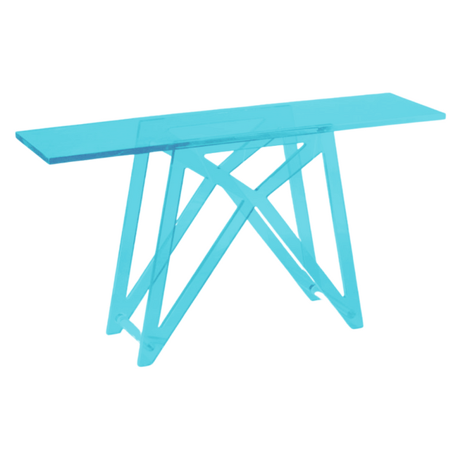 Modern Color Lucite X Base Console Table, Color Options