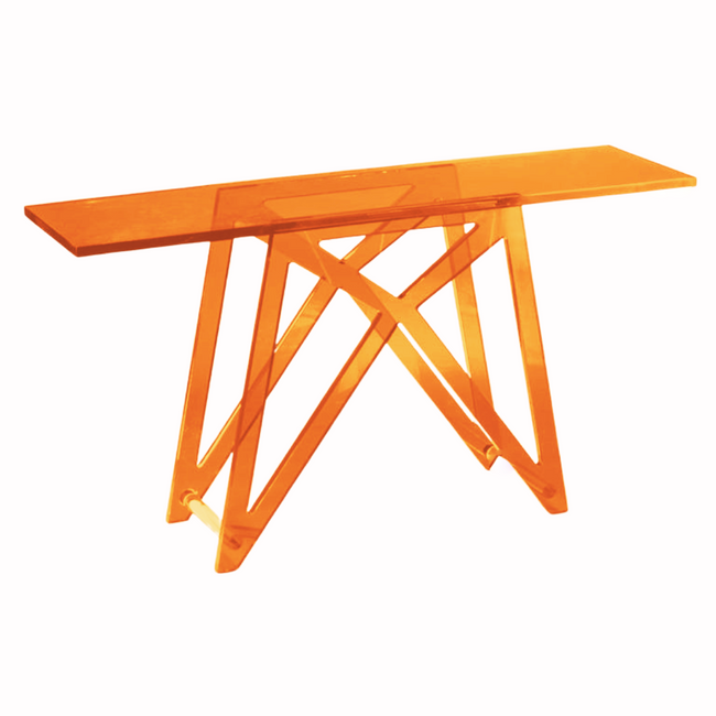 Modern Color Lucite X Base Console Table, Color Options