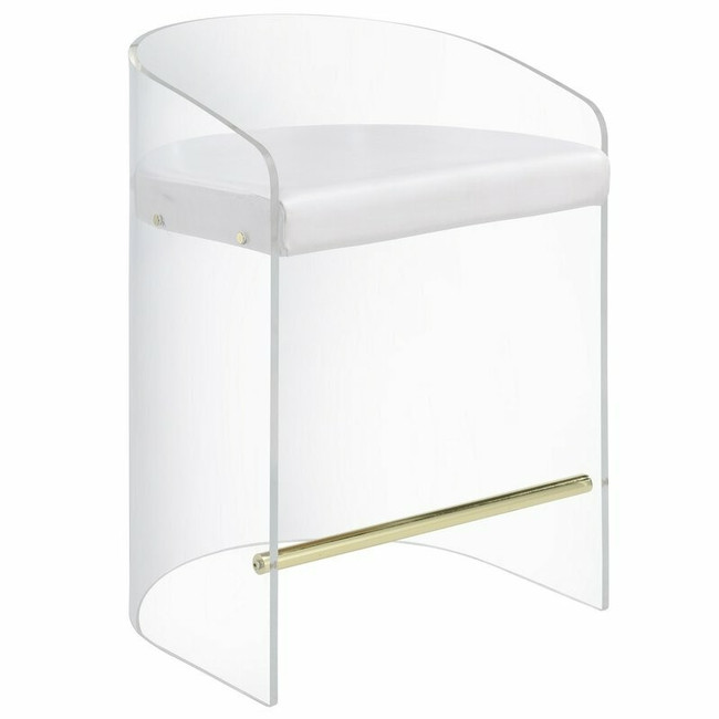 Modern Acrylic Barrel Back Barstool with White Seat