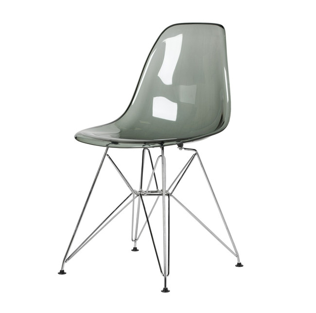 eames replica clear dsr molded grey seat silver base side chair khazana