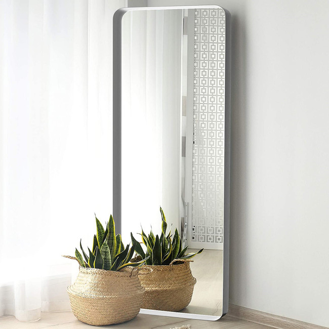 Silver Metal Frame Leaner Mirror with Deep Frame