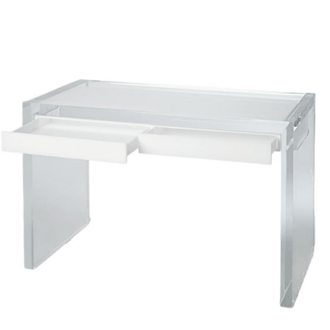 Ultra Modern White Lacquer Executive Desk with Three Drawers 