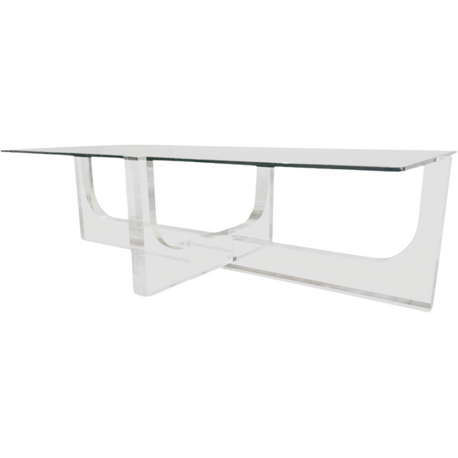 modern lucite clear acrylic Cross Base Low Coffee Table