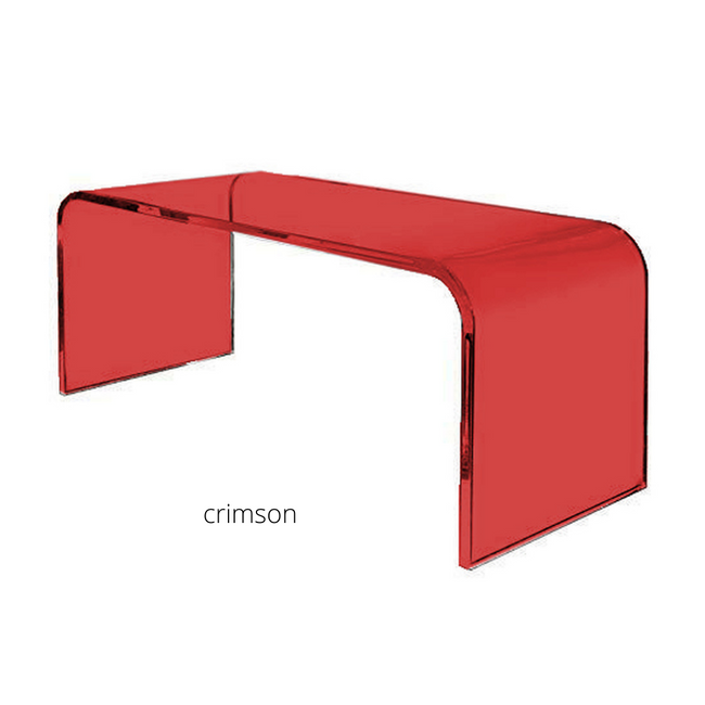 modern neon color red waterfall transparent acrylic lucite coffee cocktail table bench