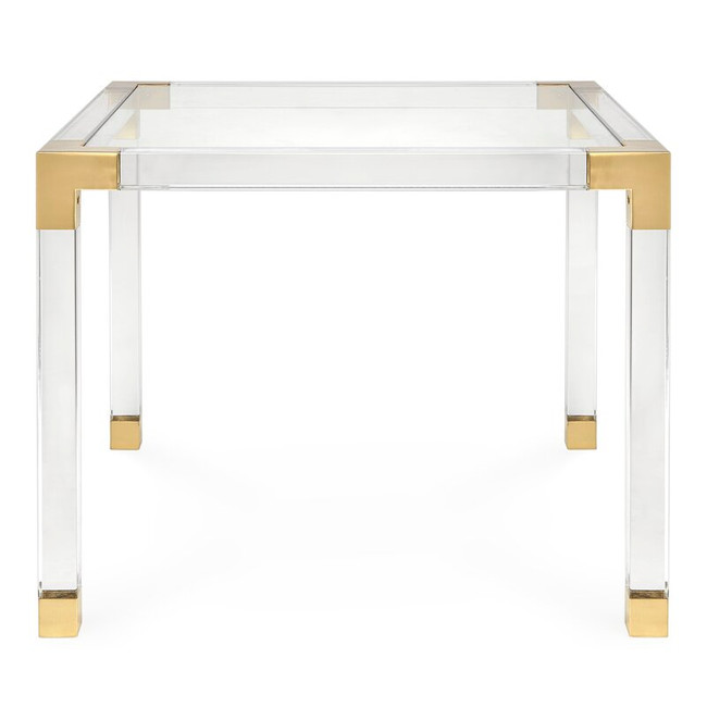Clear Acrylic Game Table with Brass Metal Corners