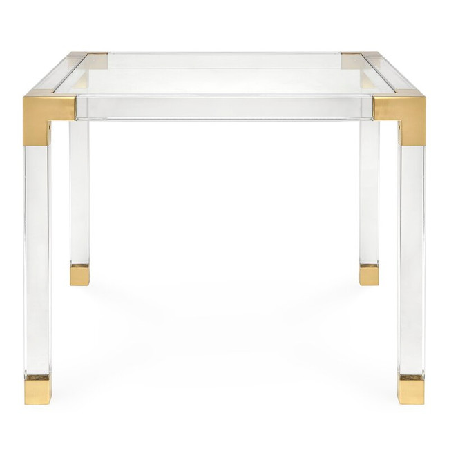 Clear Acrylic Game Table with Brass Metal Corners