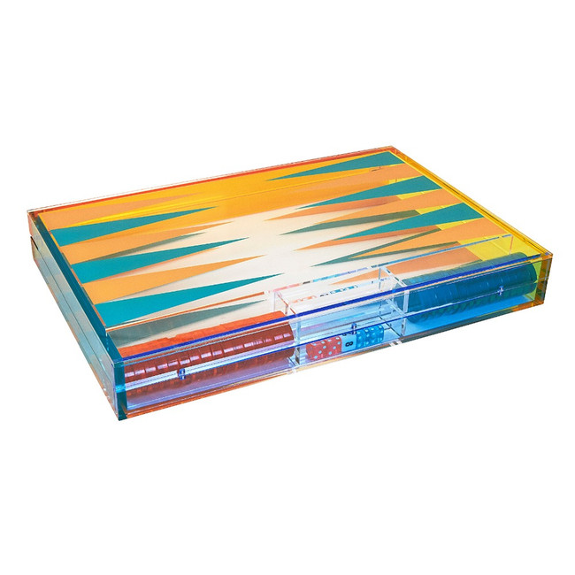 Multi Color Lucite Backgammon Set