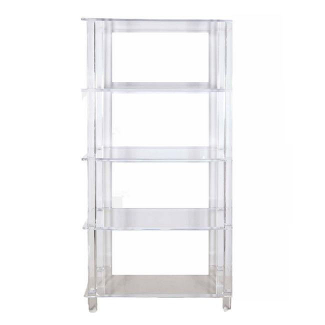 Clear Lucite Bookcase with Overhang Shelves