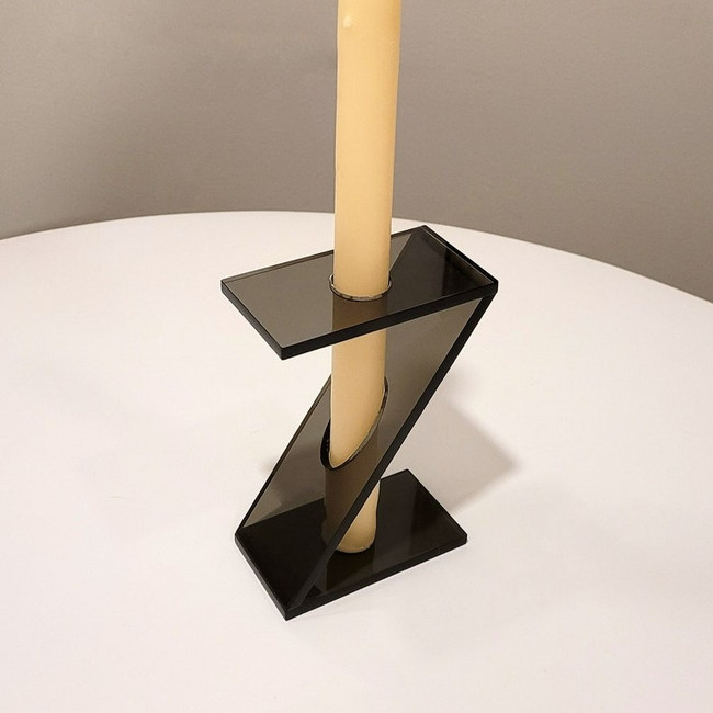 Modern Minimal Black Lucite Candleholder