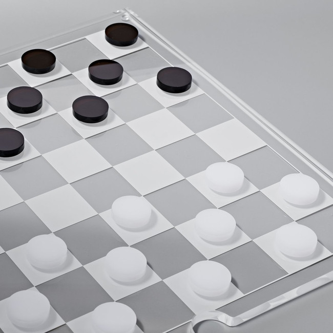 Brown & Clear Acrylic Modern Checkers Set