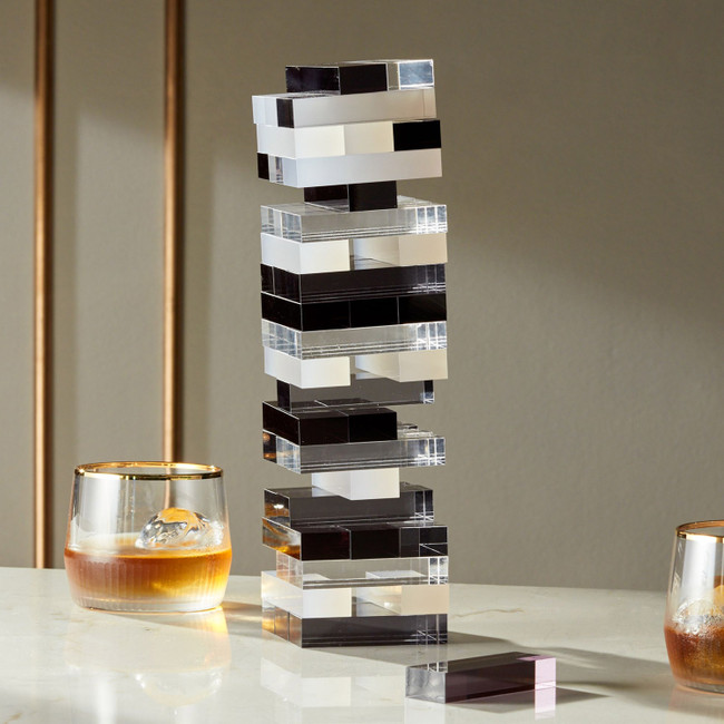 Clear Brown and White Modern Jenga Game