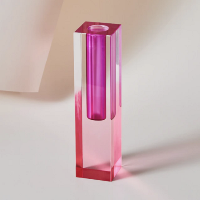 Bi Color Modern Lucite Prism Vase,