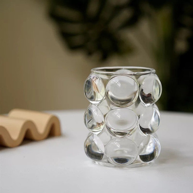 Small Clear Glass Modern Bubble Cup Vase