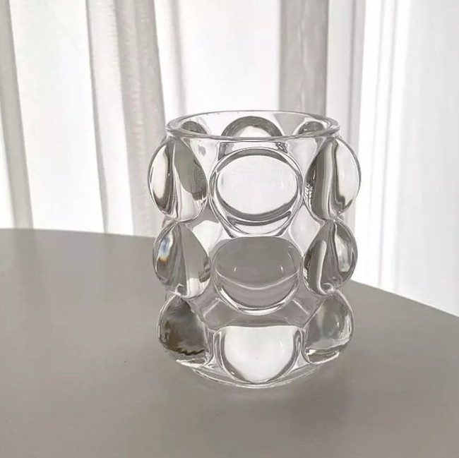 Small Clear Glass Modern Bubble Cup Vase