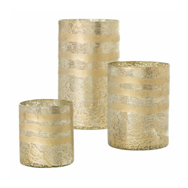 Gold Hand Painted Metallic Cylinder Candleholders