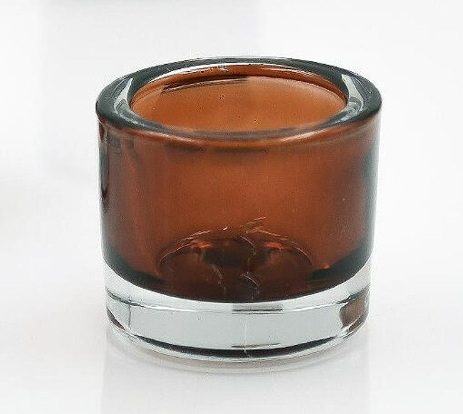 Thick Amber Brown Glass Votive Holders, Set of 3