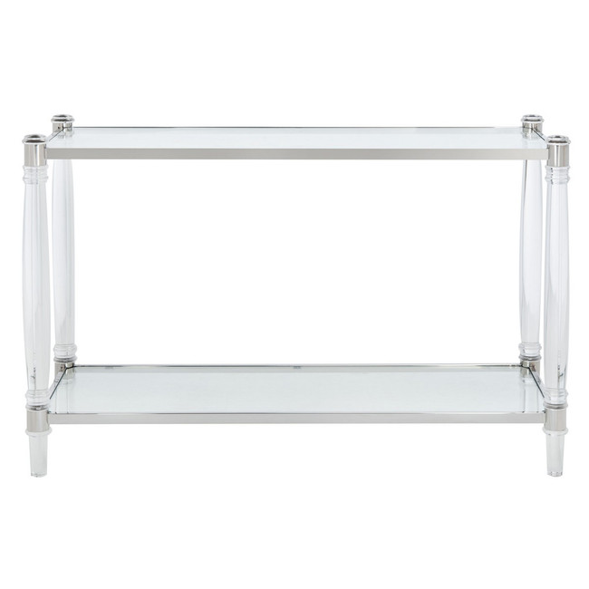 Round Lucite Leg Console Table with Storage Shelf