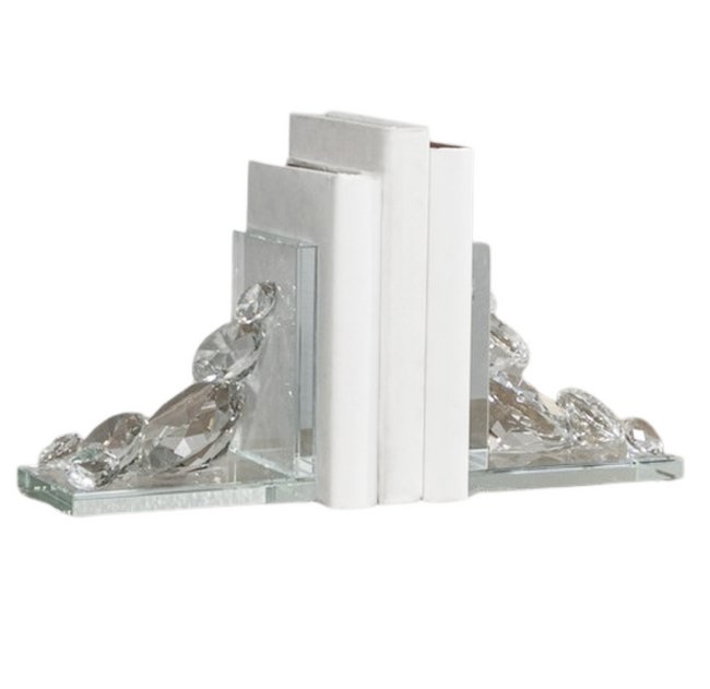 Clear Facet Crystal Chain Link Modern Bookends, Pair (13196-02)