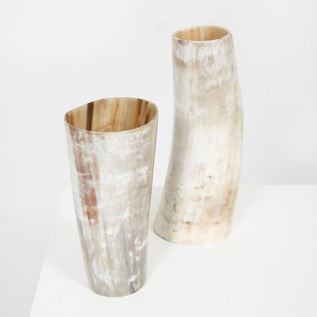 Modern Horn Vase in Black or Ivory Horn