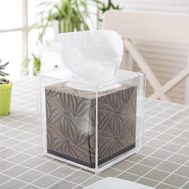 Clear Lucite Tissue Box Holder,  Size Options