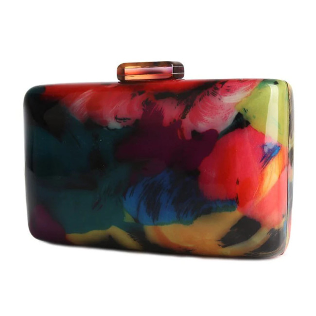 Matisse Multi Color Acrylic Box Purse with Chain