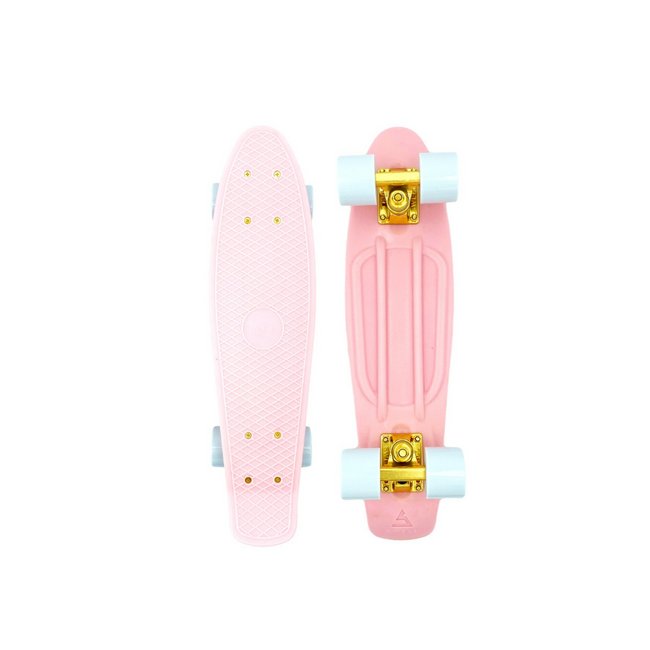 Pink Kids Skateboard with Gold Trucks