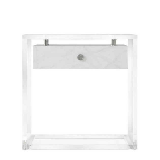modern color 1 Drawer Nightstand with Clear Lucite Legs