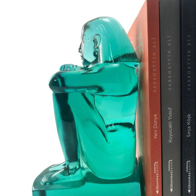 egyptian girl lucite resin clear bookends