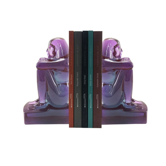 egyptian girl lucite resin clear bookends